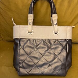 Elegant Channel Two-Tone Quilted Tote Bag